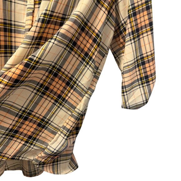 Moa Moa Woman Plaid Button-Up Shirt 3/4 Sleeve Size 2X Blouse - Picture 10 of 12